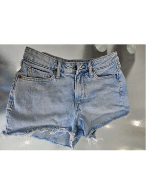 Old Navy High Rise OG Straight Denim Jean Shorts Raw Hem Light Wash Sz 6